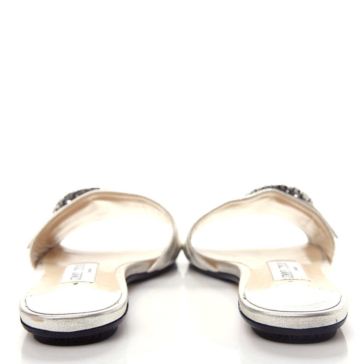 Metallic Nappa Granger 173 Flat Sandals 36.5 Silver Crystal