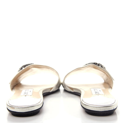 Jimmy Choo Metallic Nappa Granger 173 Flat Sandals 36.5 Silver Crystal 7 of 10