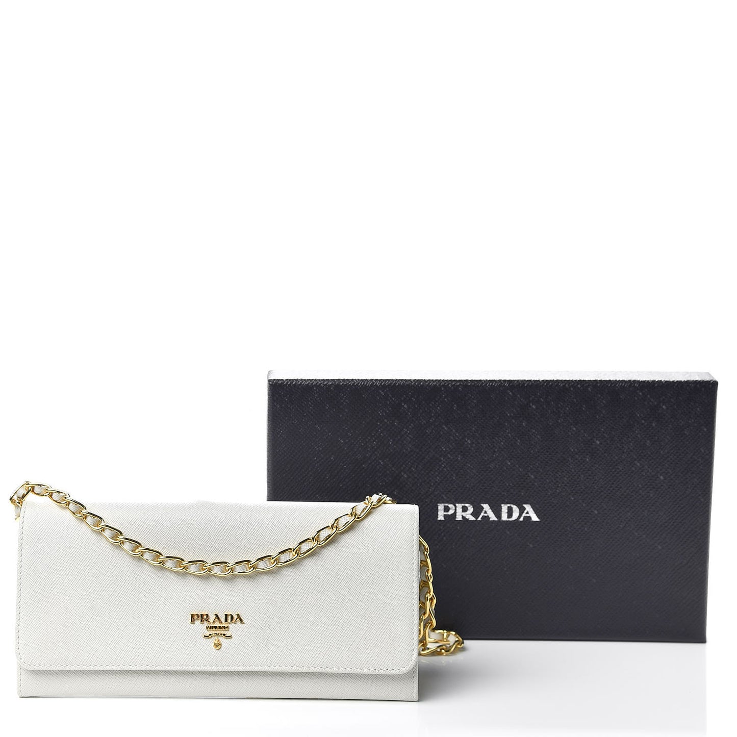 Saffiano Metal Oro Chain Wallet Talco