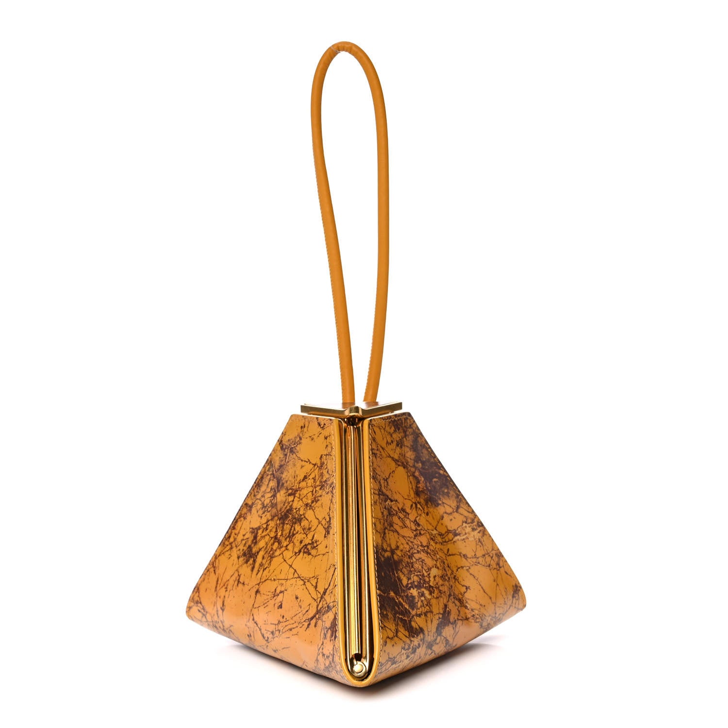Bottega Veneta Spazzolato Calfskin Pyramid Bag Gold Marble 1 of 11