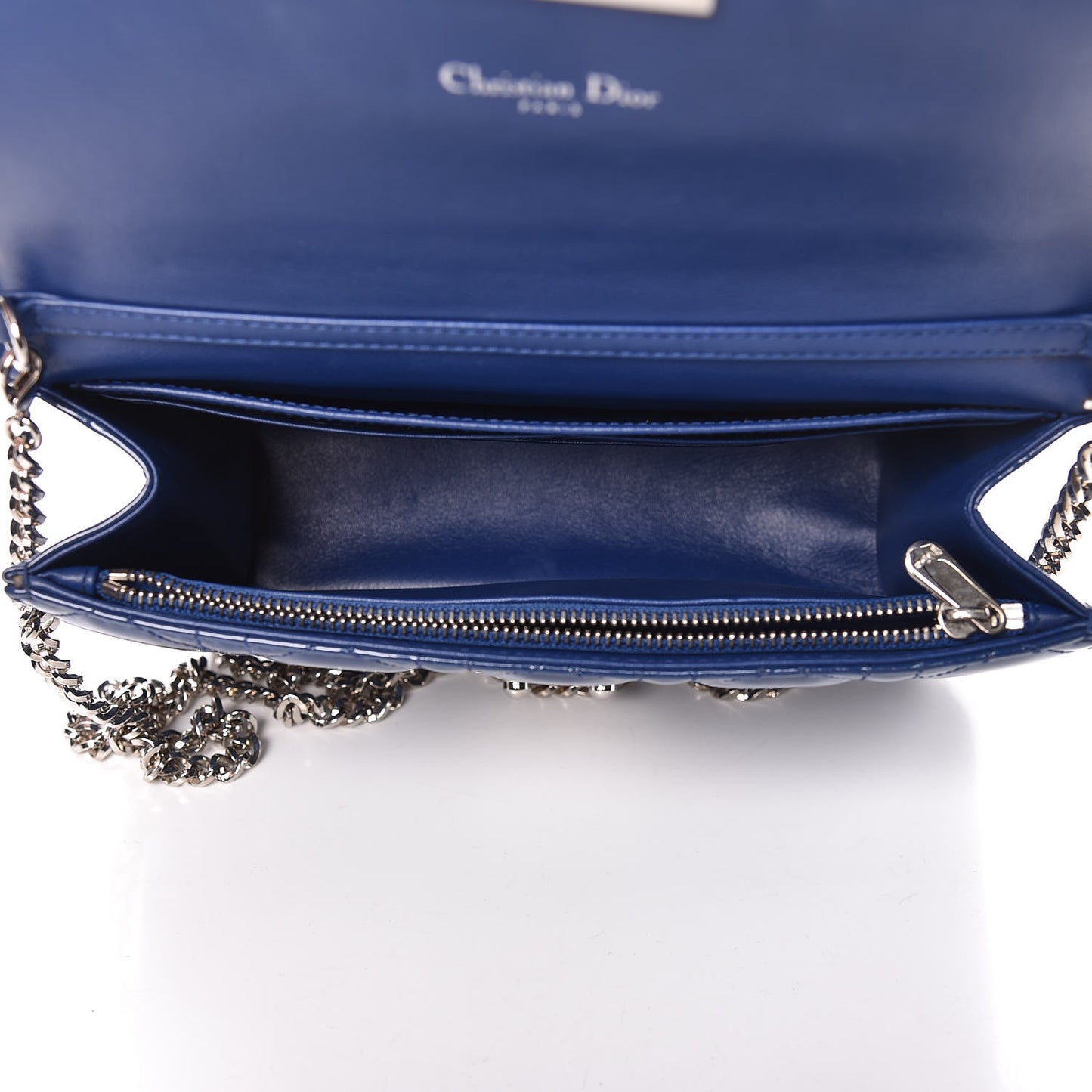 Patent Cannage Miss Dior Promenade Pouch Blue