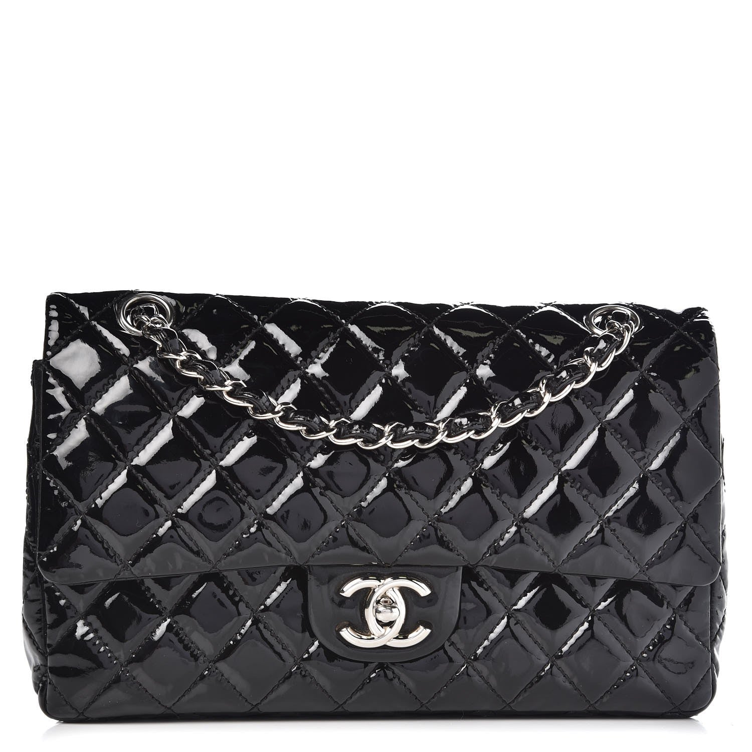 Chanel Patent Quilted Medium Double Flap Black 1 of 8