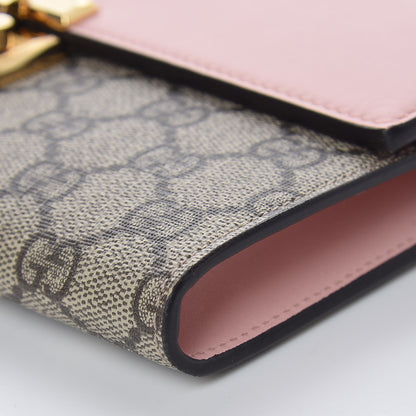 Gucci GG Supreme Monogram Calfskin Padlock Clutch Beige Perfect Pink 8 of 9