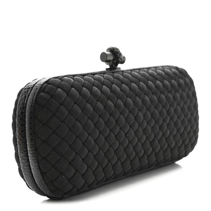 Bottega Veneta Satin Ayers Intreccio Impero Stretch Knot Clutch Black 3 of 9