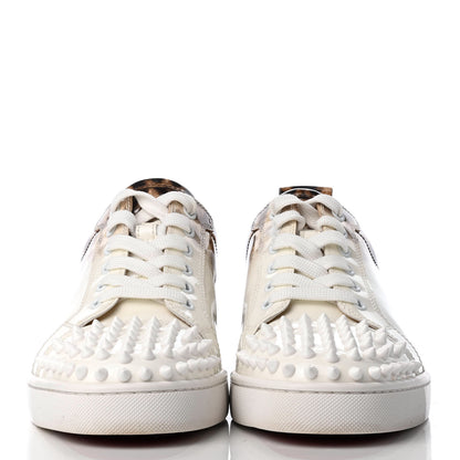 Christian Louboutin Patent Degrade Leopard Print Mens Louis Junior Spikes Flat Sneakers 41 Latte 2 of 8