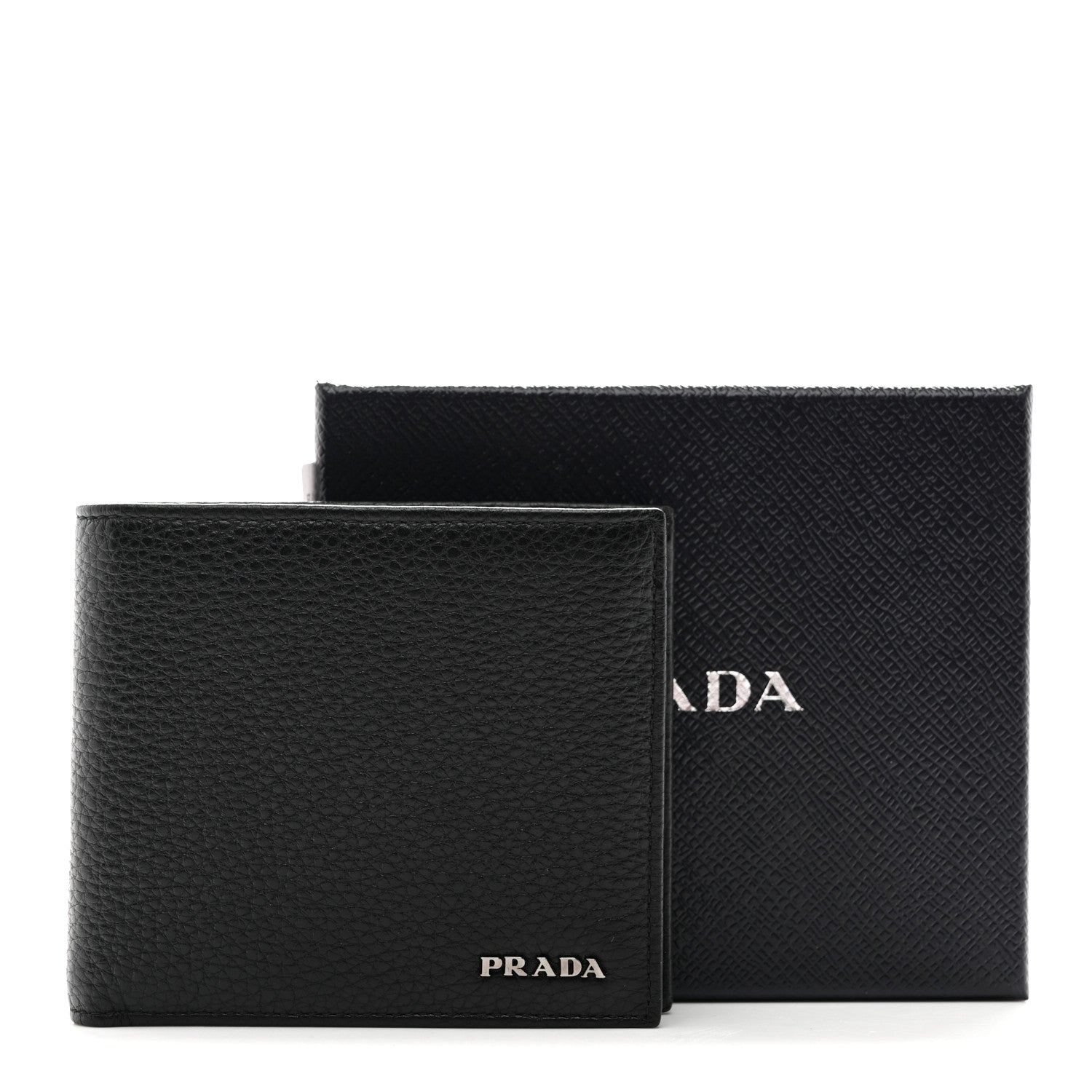 Prada Vitello Grain Bi-Fold Wallet Black 7 of 7
