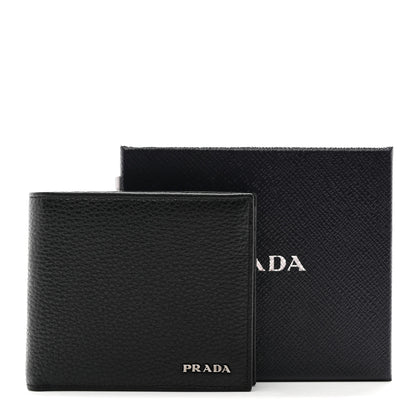 Prada Vitello Grain Bi-Fold Wallet Black 7 of 7