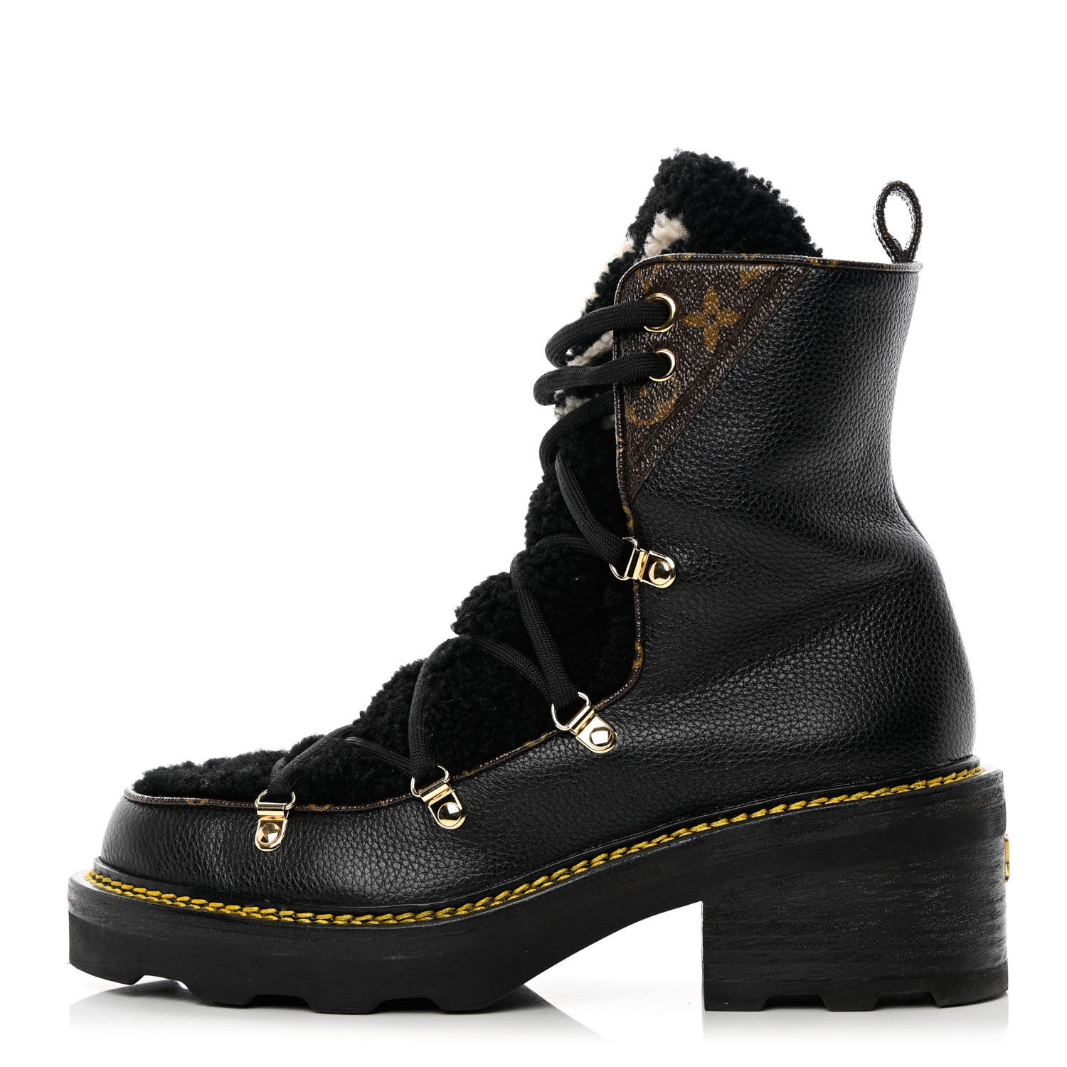Louis Vuitton Grained Calfskin Shearling LV Beaubourg Ankle Boots 39 Black 1 of 16