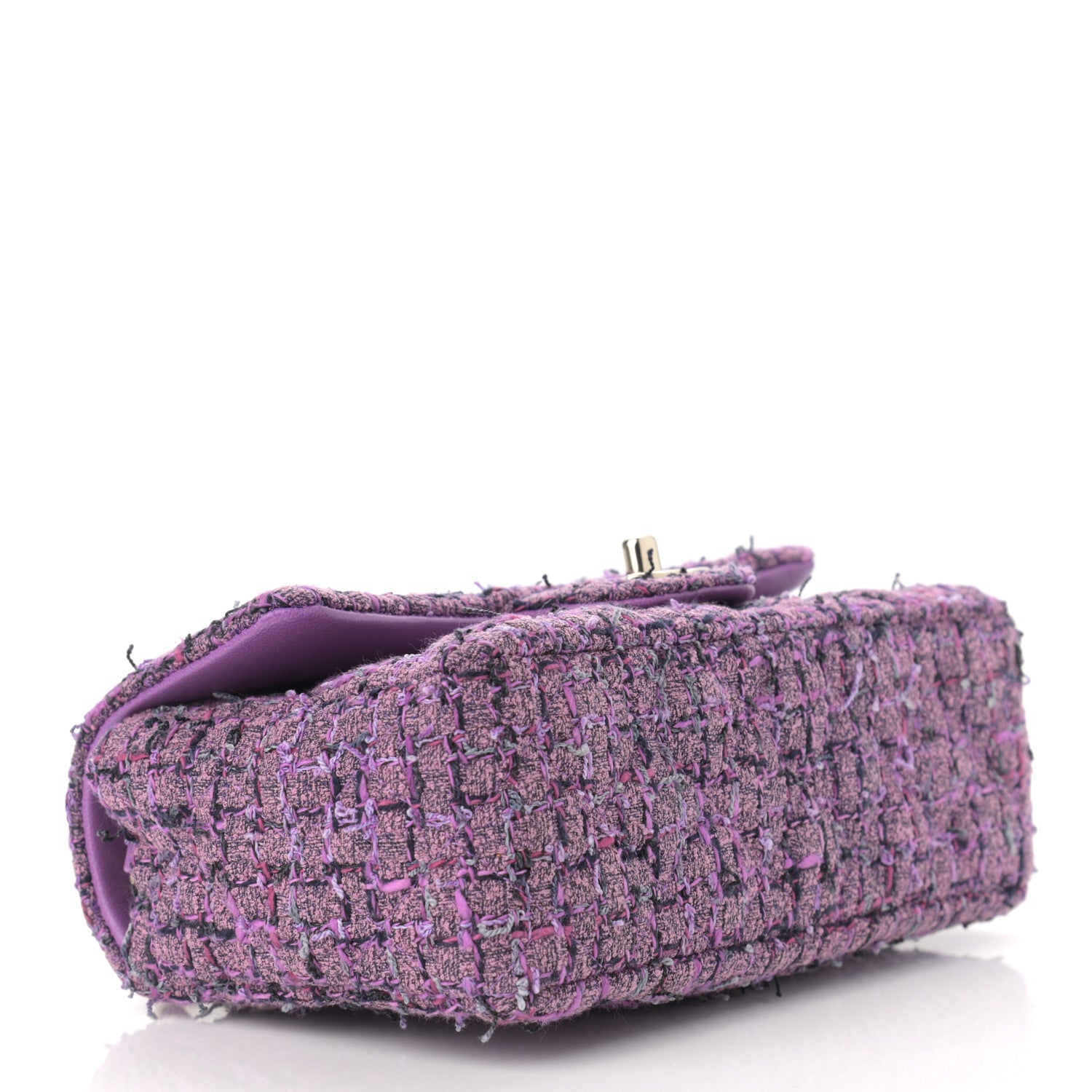 Chanel Tweed Quilted Mini Rectangular Flap Light Purple Pink Navy 4 of 10