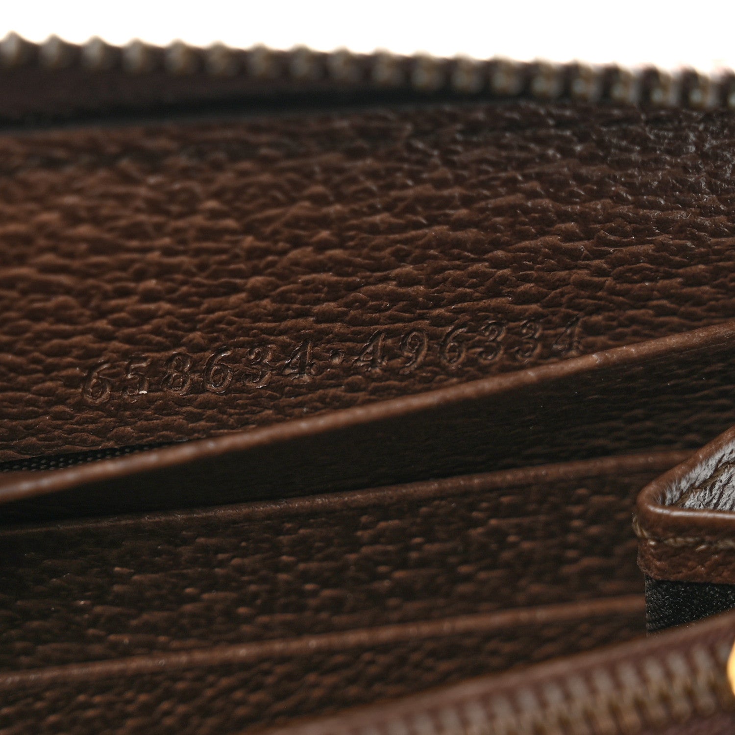 Gucci Monogram Jumbo GG Textured Dollar Calfskin Diana Zip Around Continental Wallet Camel Ebony New Acero 7 of 8