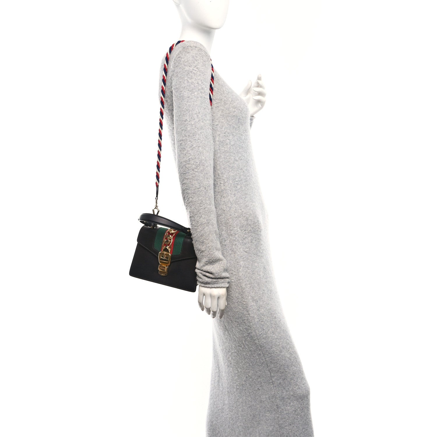Gucci Calfskin Mini Sylvie Top Handle Bag Black 2 of 11