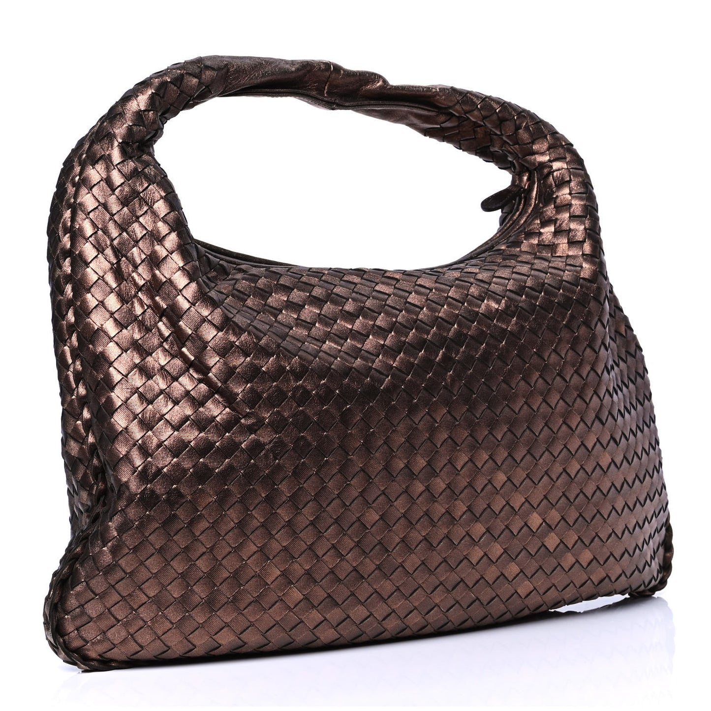 Metallic Nappa Intrecciato Large Veneta Hobo Copper