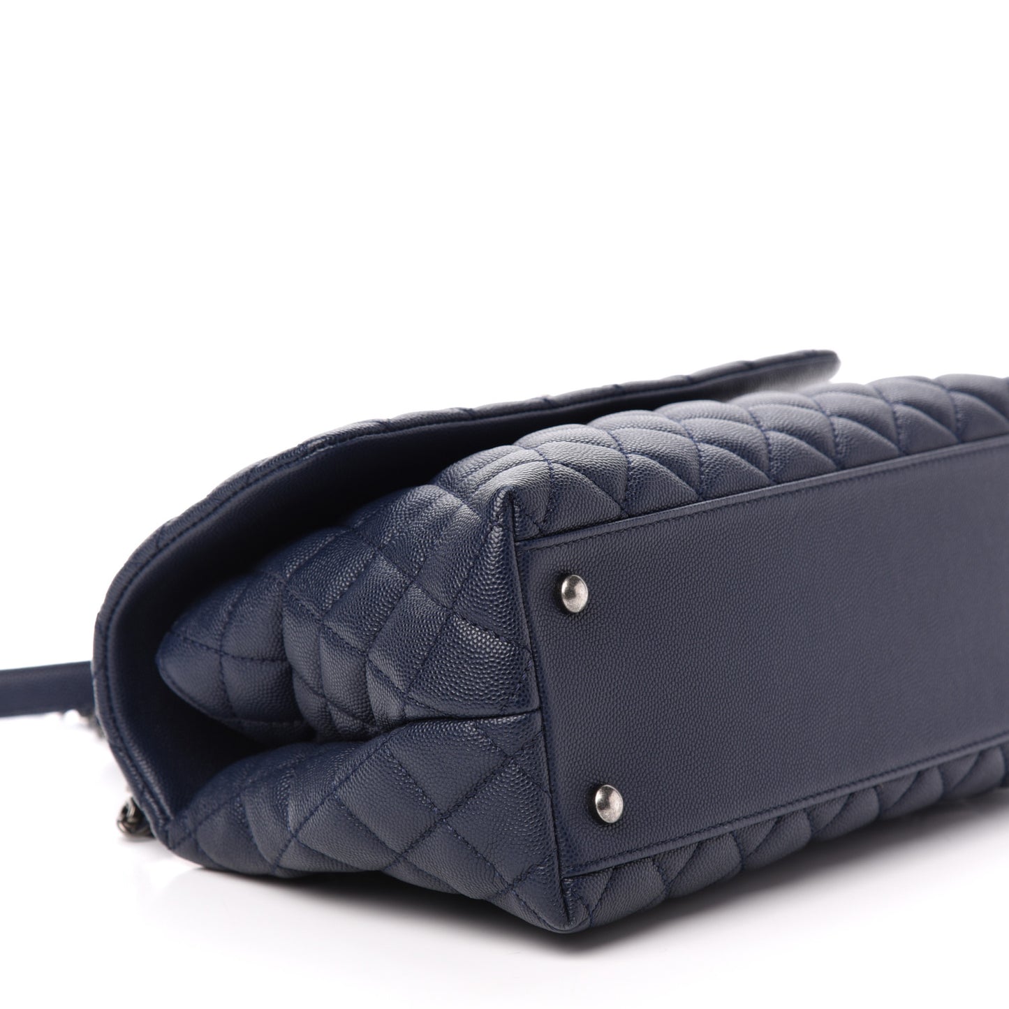 Caviar Quilted Small Coco Handle Flap Navy