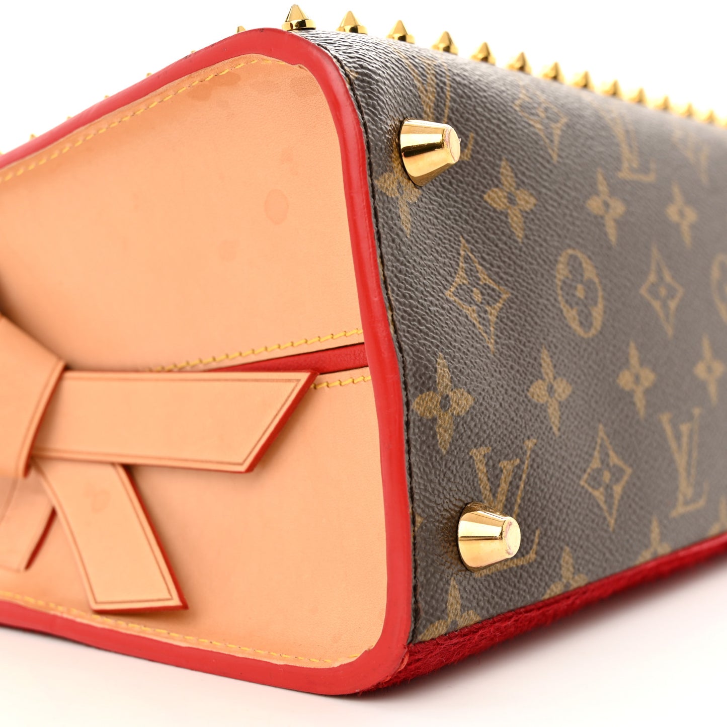 Monogram Calf Hair Spikes Iconoclasts Christian Louboutin Tote Red