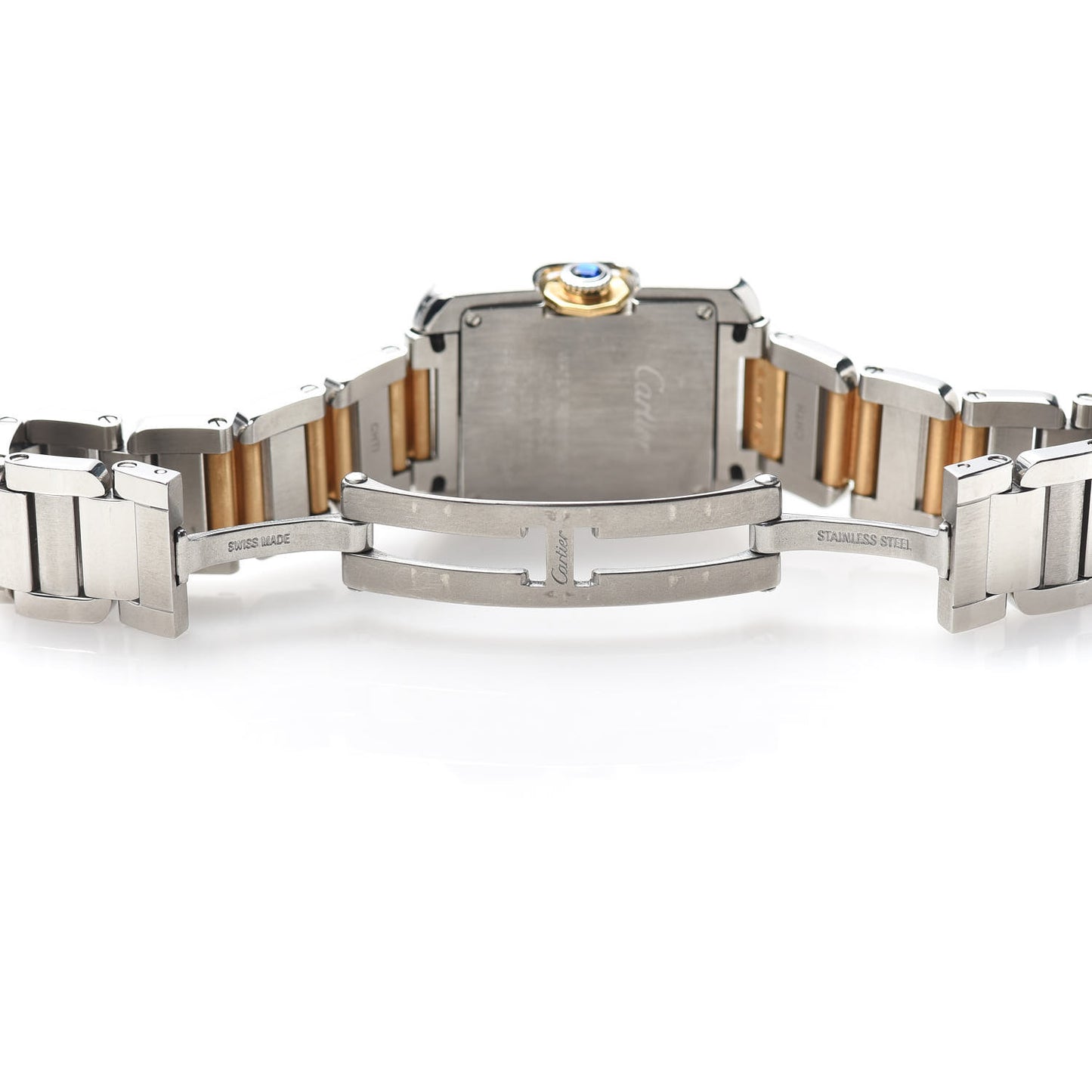 Stainless Steel 18K Yellow Gold 23mm Tank Anglaise Quartz Watch