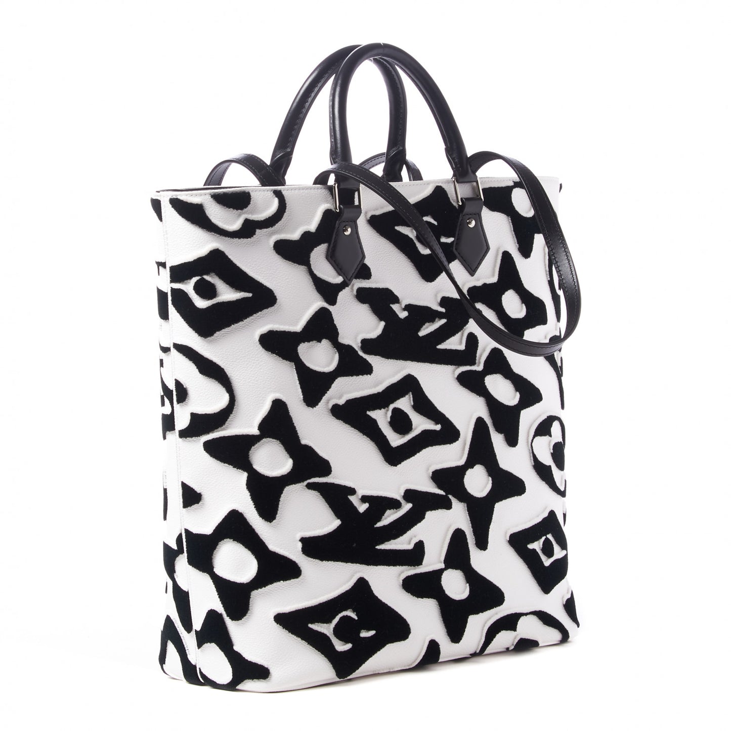 X UF Tufted Monogram Tufted Cabas White Black