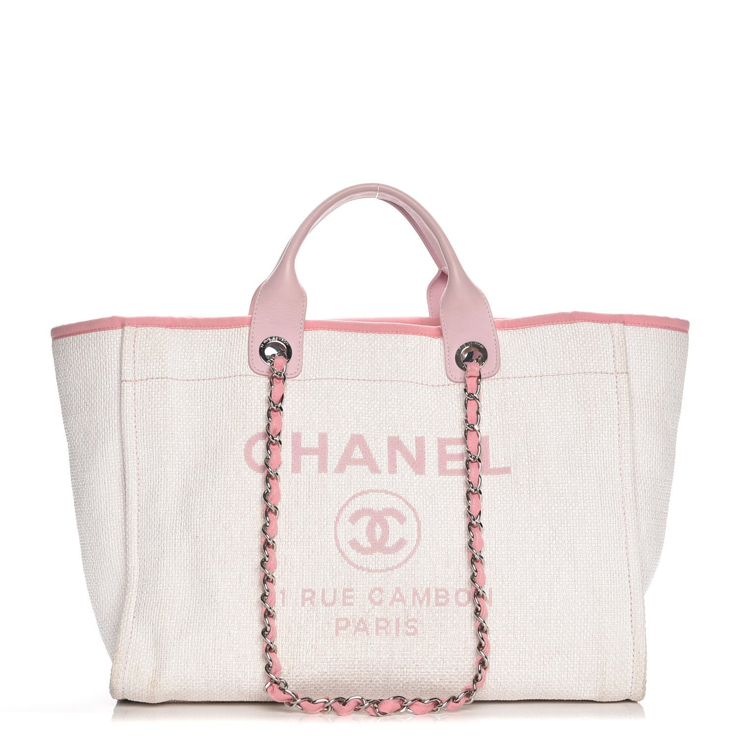 Canvas Large Deauville Tote White Pink