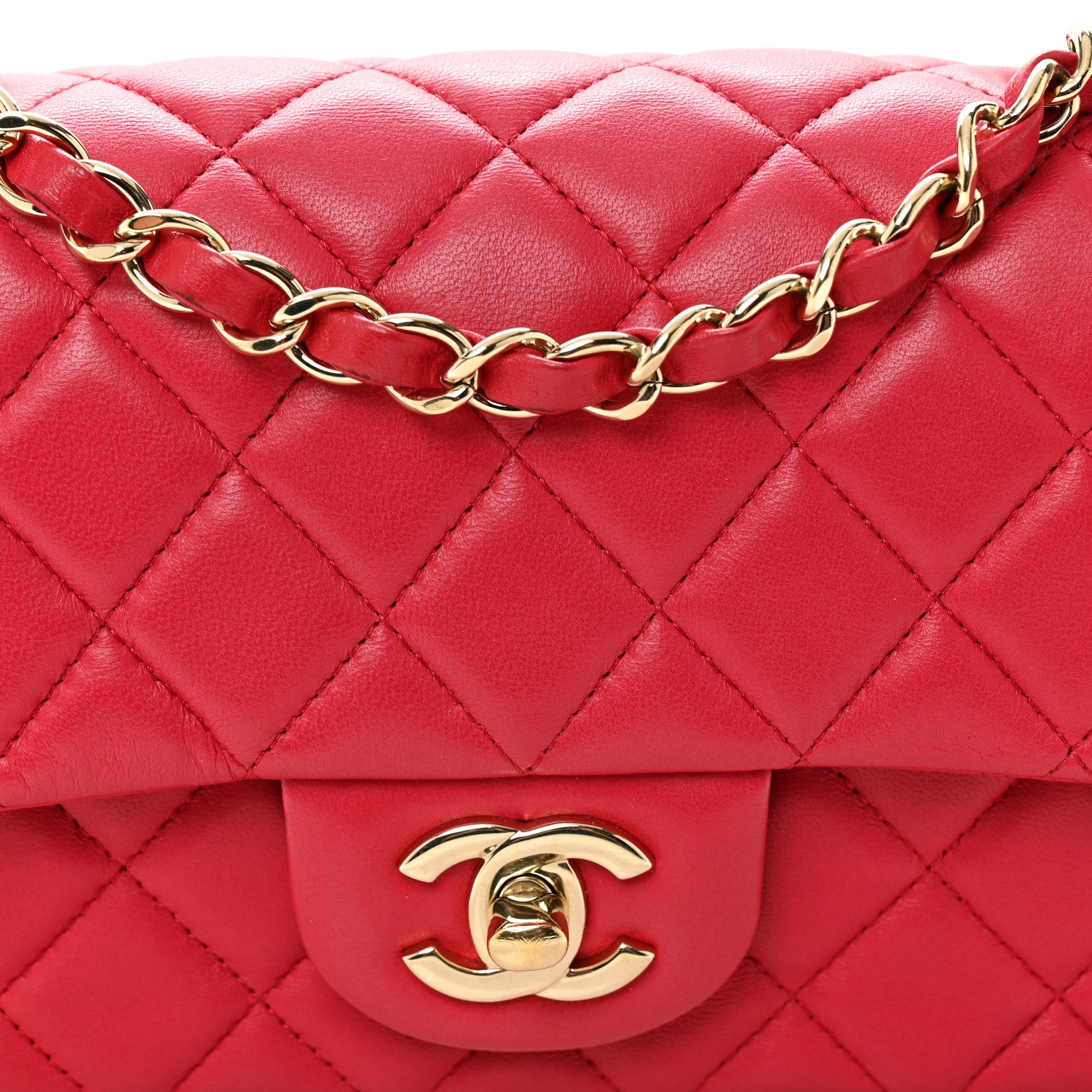 Chanel Lambskin Quilted Mini Rectangular Flap Dark Pink 8 of 10
