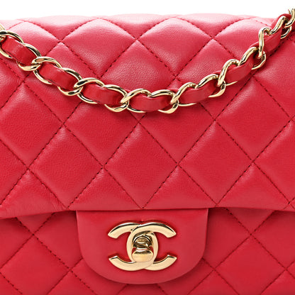 Chanel Lambskin Quilted Mini Rectangular Flap Dark Pink 8 of 10