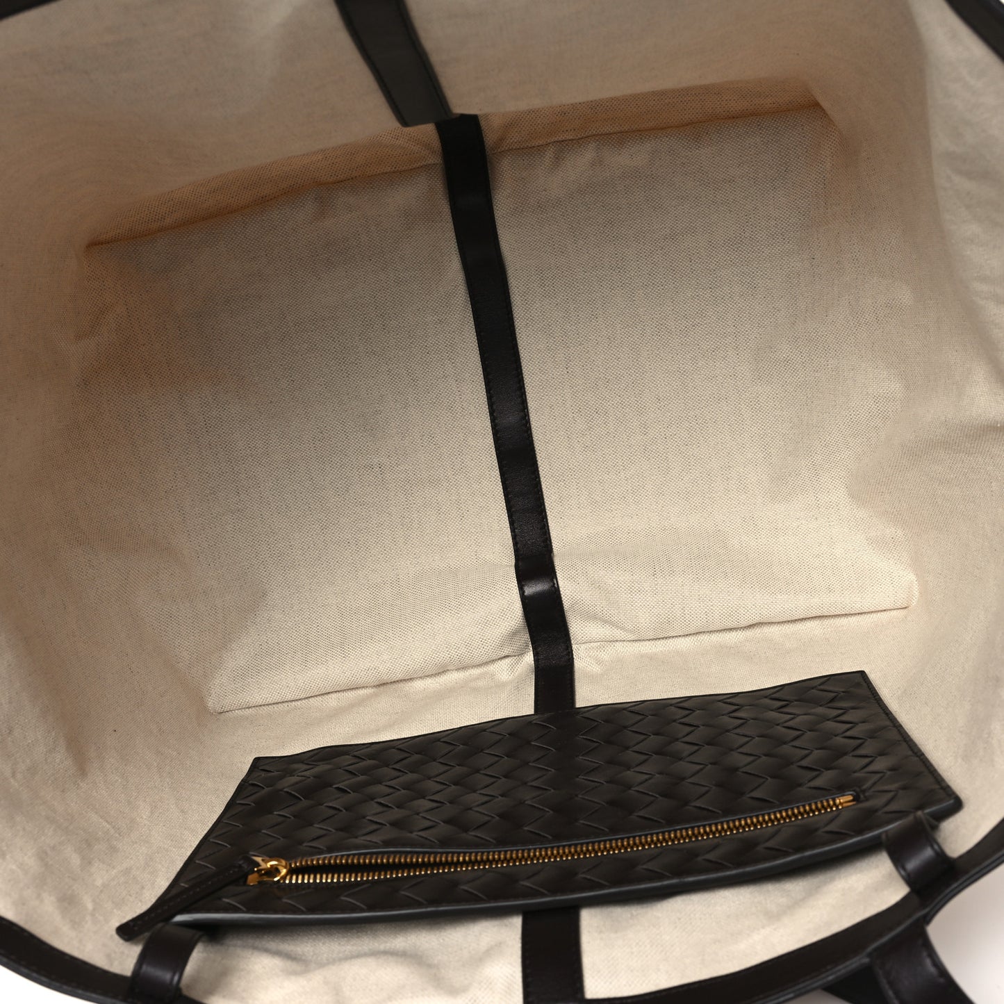 Canvas Nappa Intrecciato Flip Flap Tote Natural Fondant