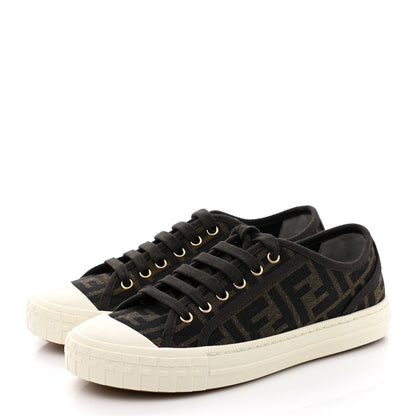 Fendi Fabric Jacquard FF Womens Domino Low Top Sneakers 36 Tobacco 4 of 10