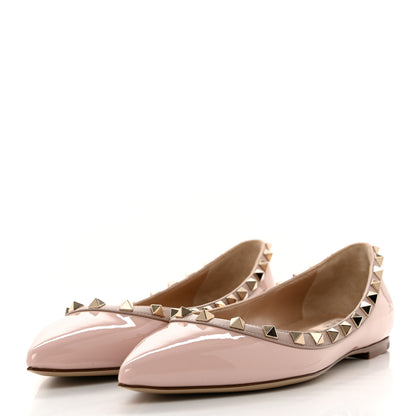 Valentino Garavani Patent Rockstud Ballerina Flats 38 Poudre 3 of 8