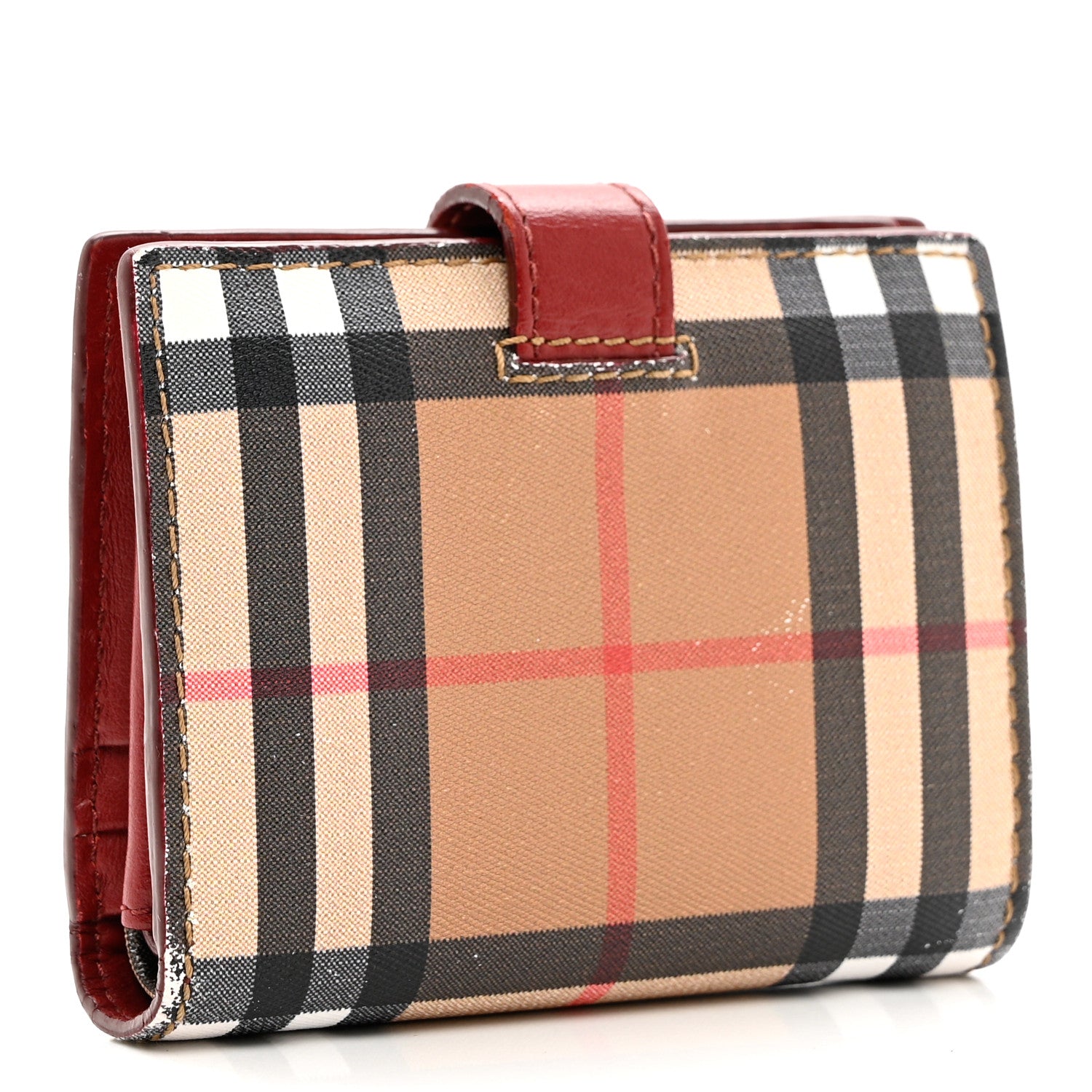 Burberry Canvas Vintage Check Coin Purse Wallet Red 3 of 9