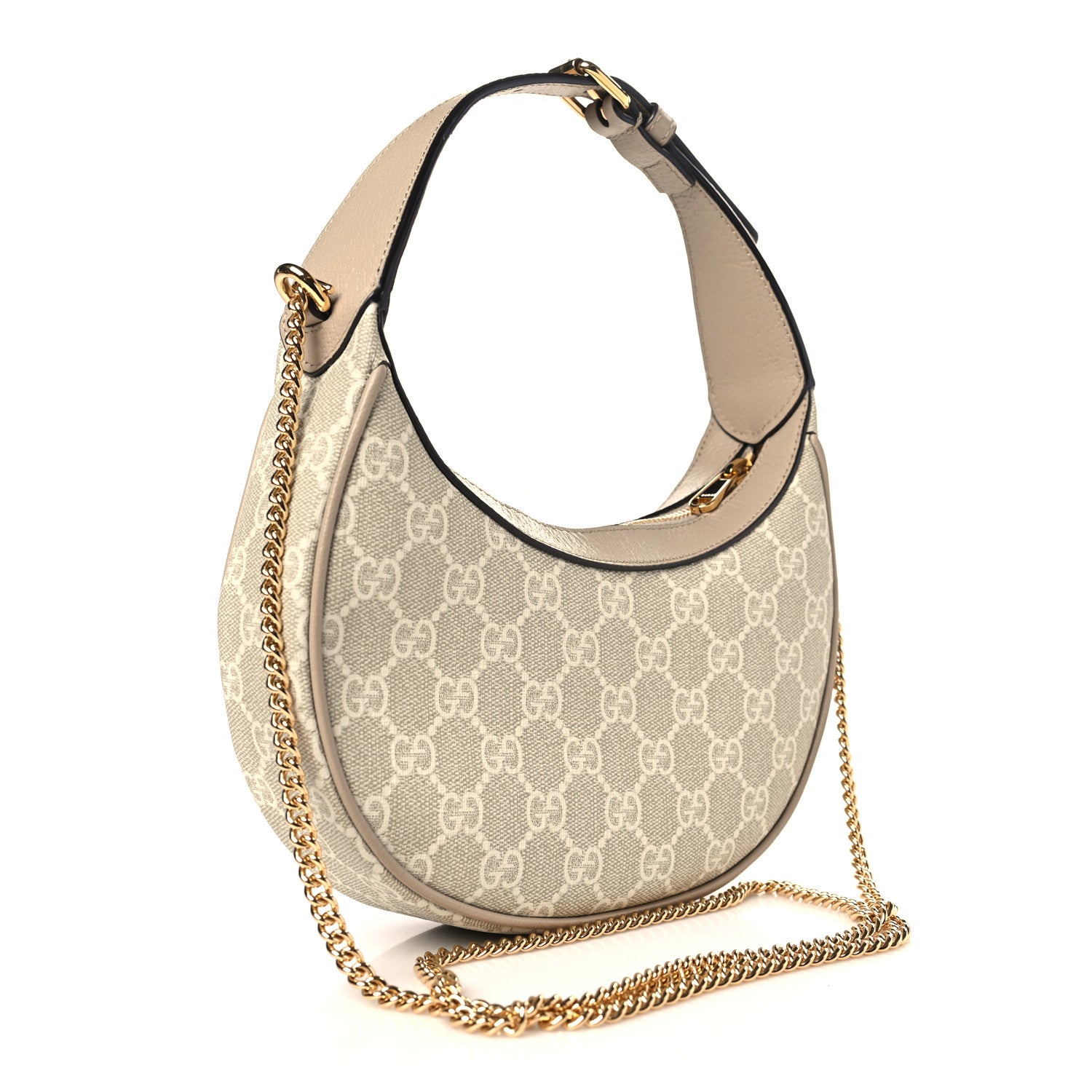 Gucci GG Supreme Monogram Textured Dollar Calfskin Mini Retro Interlocking G Half Moon Bag Beige Mystic White Oatmeal 3 of 11
