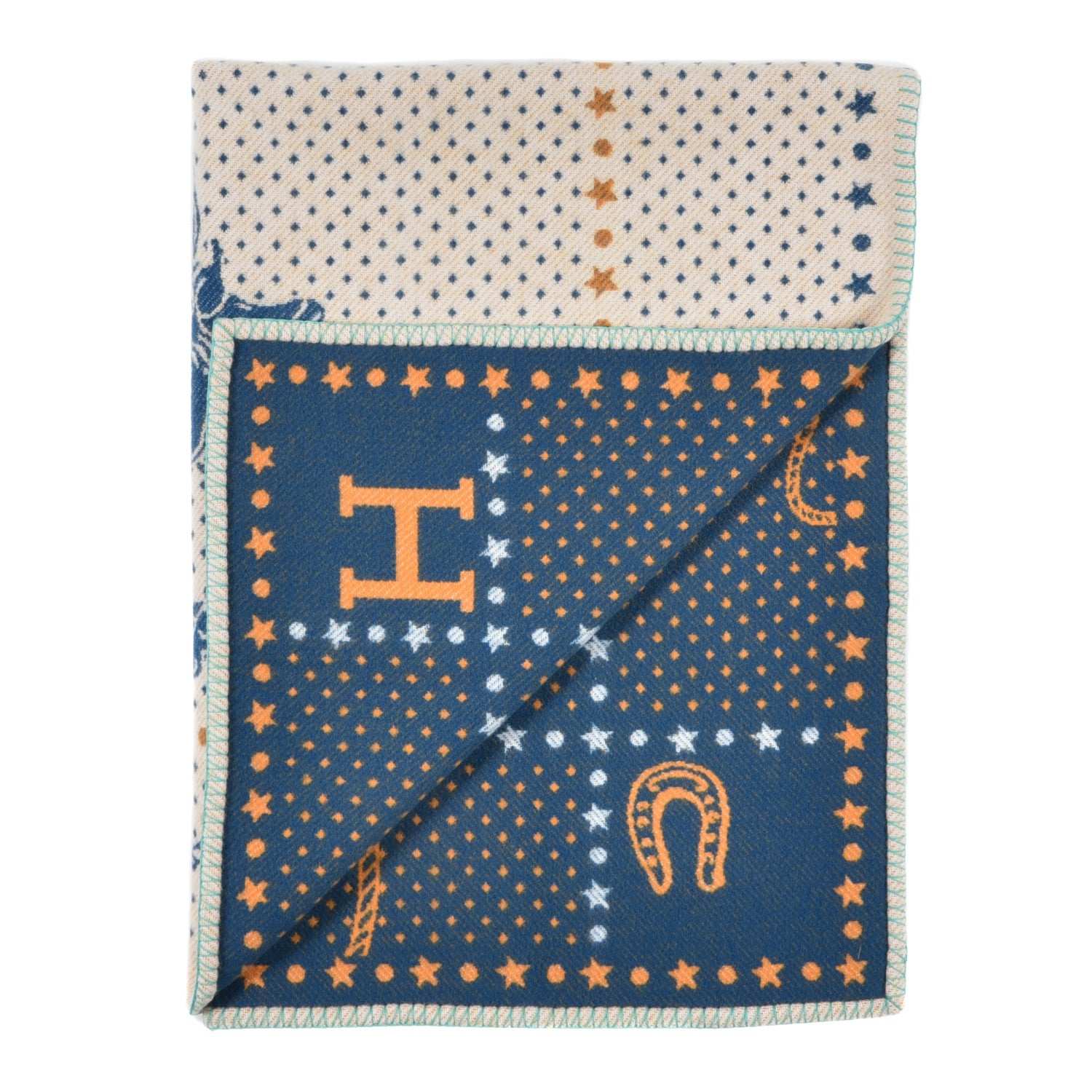 Hermes Wool Cashmere Western And Company Blanket Indigo 2 of 3