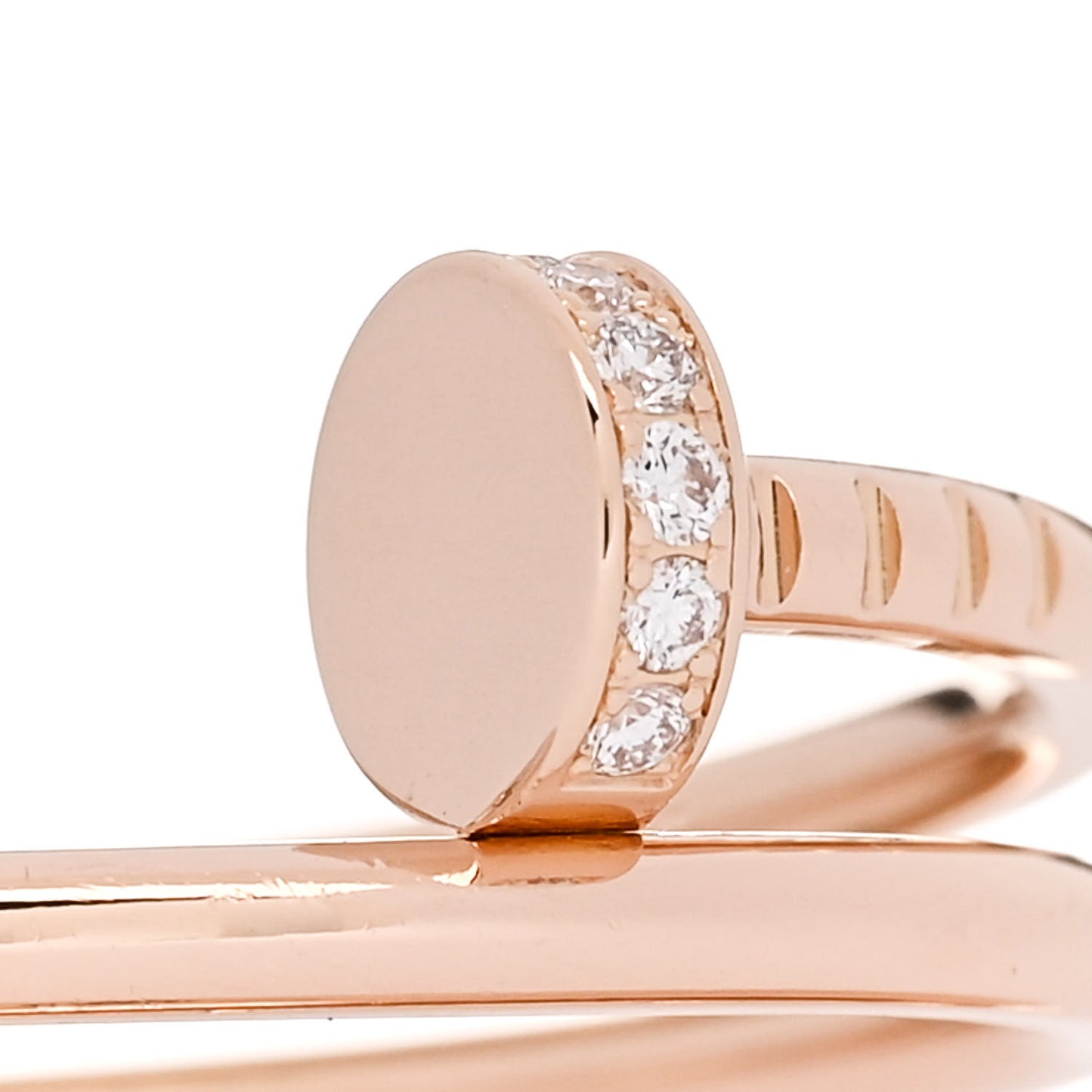 18K Pink Gold Diamond Double Juste Un Clou Ring 59 8.75