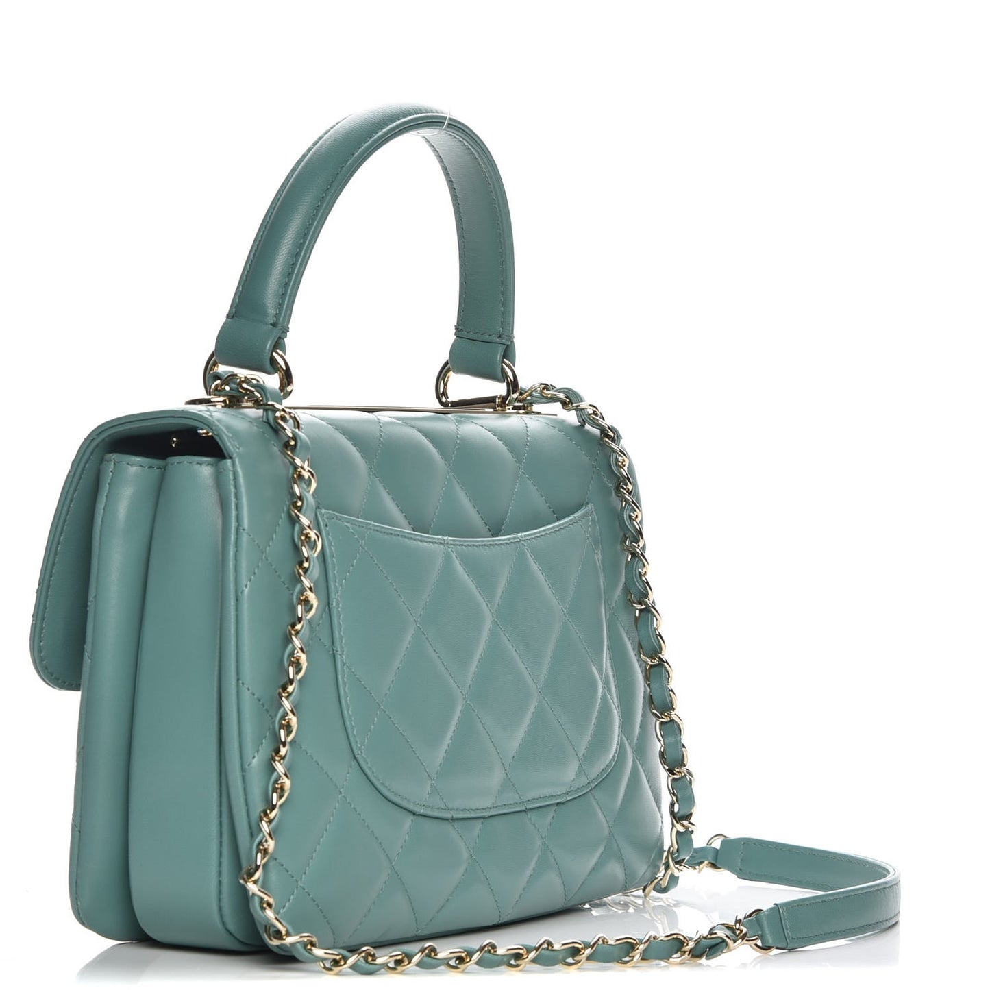 Lambskin Quilted Small Trendy CC Flap Dual Handle Bag Light Green