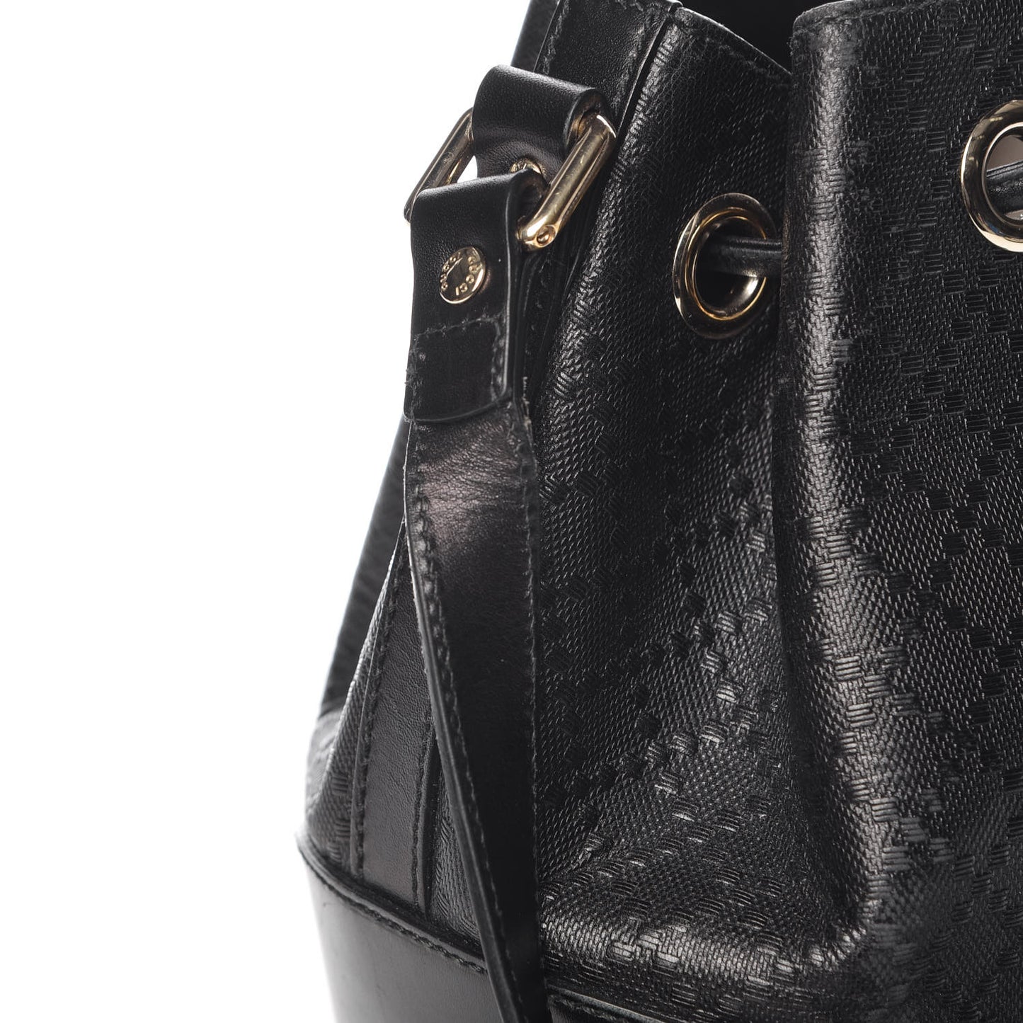 Bright Diamante Small Bucket Bag Black