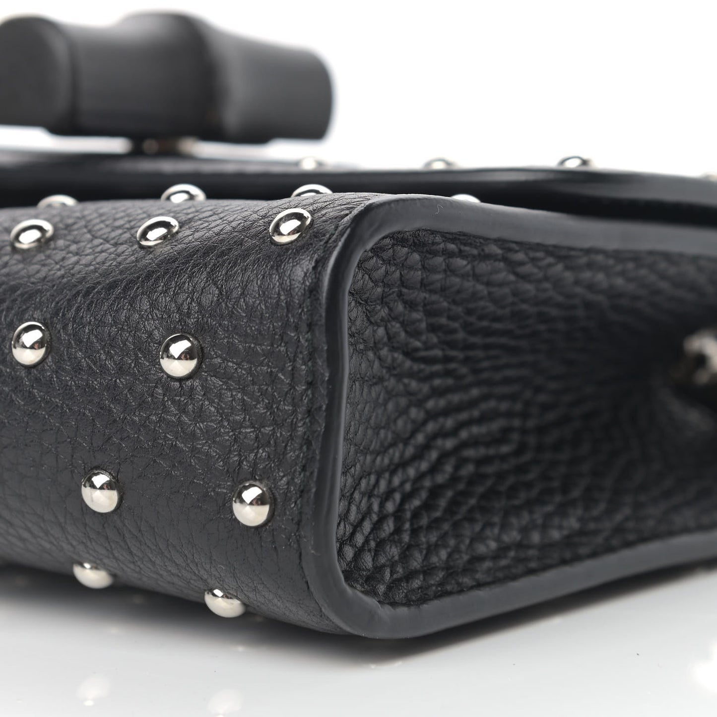 Calfskin Small Studded Miss Bamboo Shoulder Bag Black