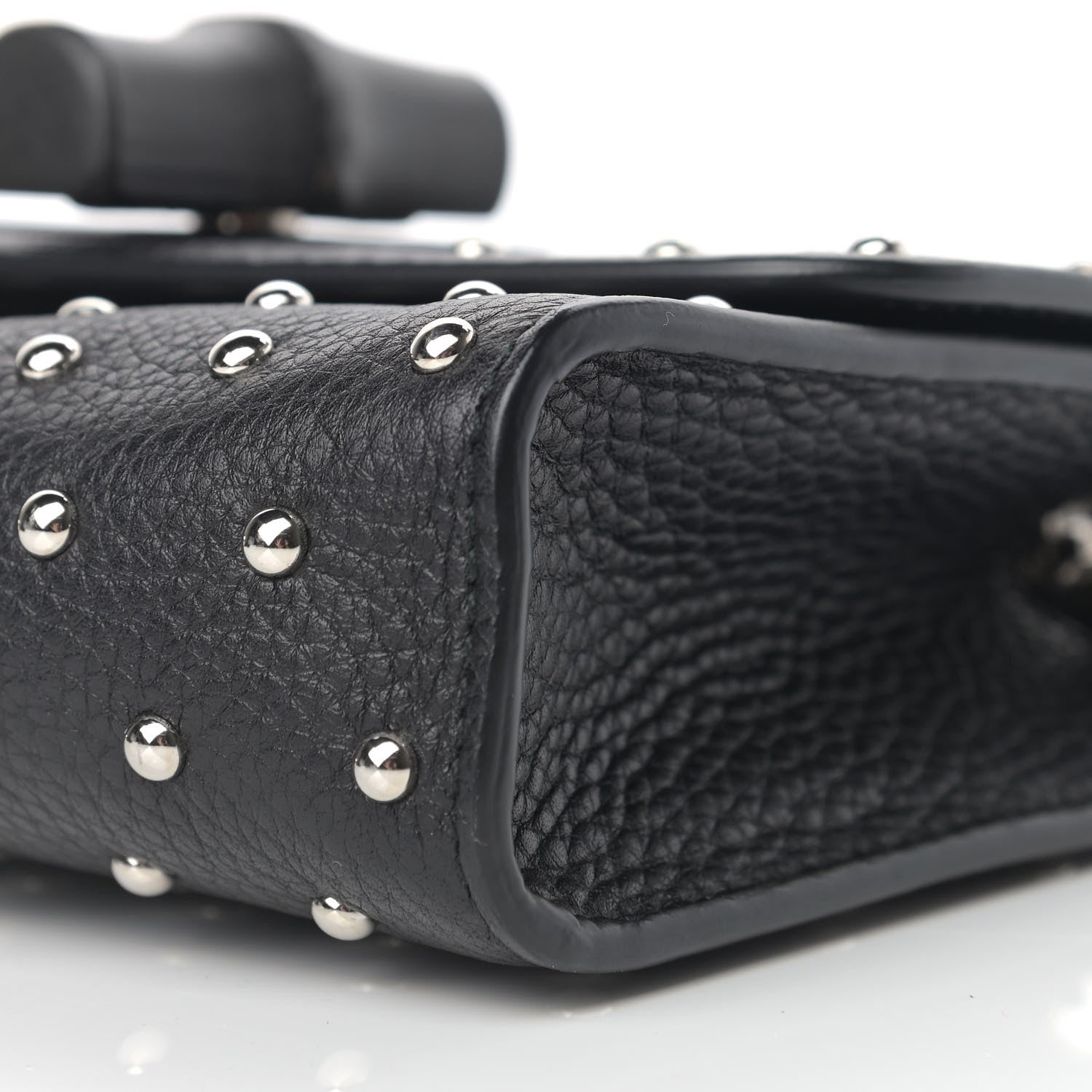 Gucci Calfskin Small Studded Miss Bamboo Shoulder Bag Black 9 of 12