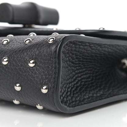 Gucci Calfskin Small Studded Miss Bamboo Shoulder Bag Black 9 of 12