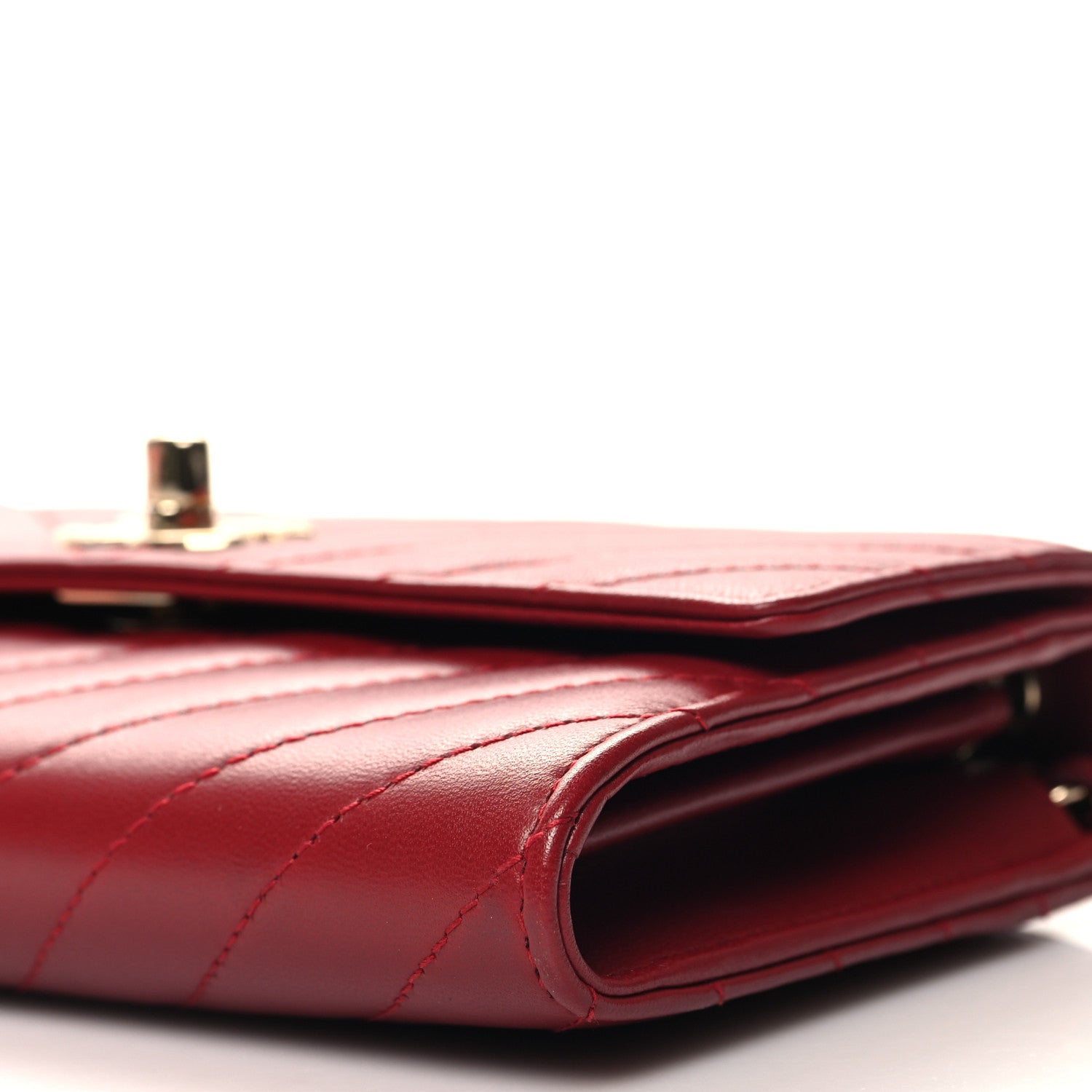 Chanel Lambskin Chevron Quilted Long Trendy CC Wallet On Chain WOC Red 12 of 12