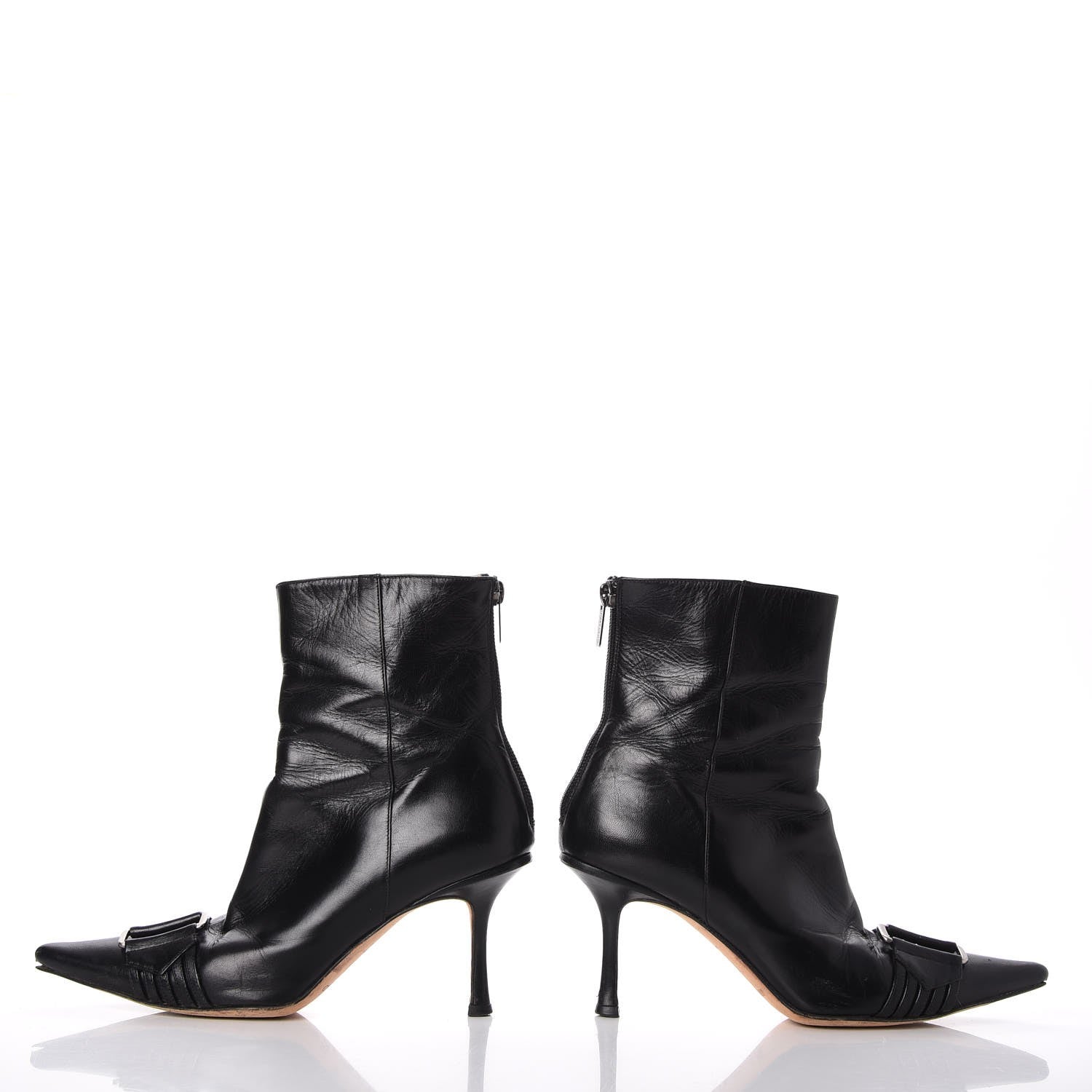 Jimmy Choo Calfskin Buckle Ankle Boots 36.5 Black 5 of 15