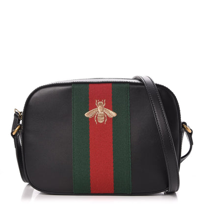 Gucci Calfskin Web Small Webby Bee Shoulder Bag Black 1 of 7