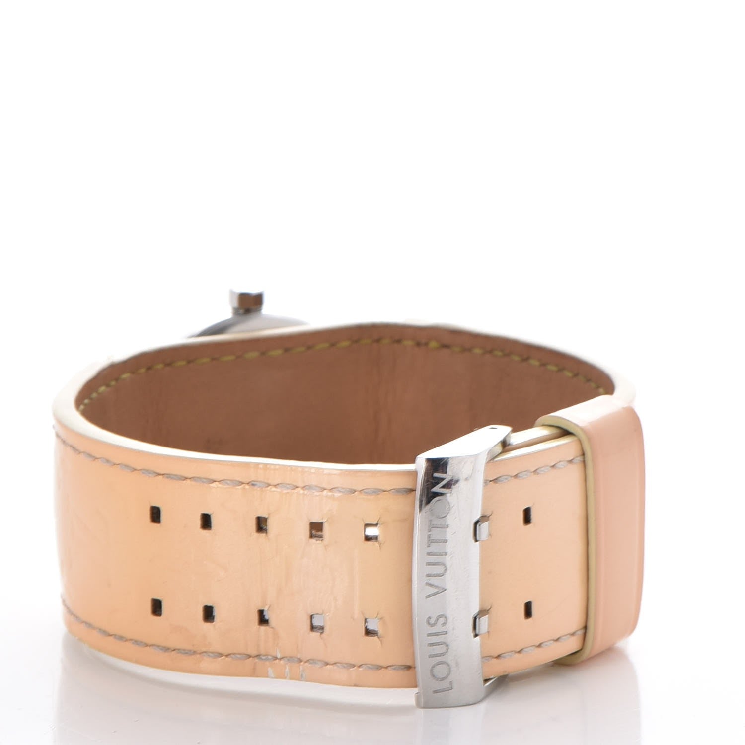Louis Vuitton Stainless Steel Vernis Pink Mother of Pearl 28mm Tambour Quartz Watch 4 of 11