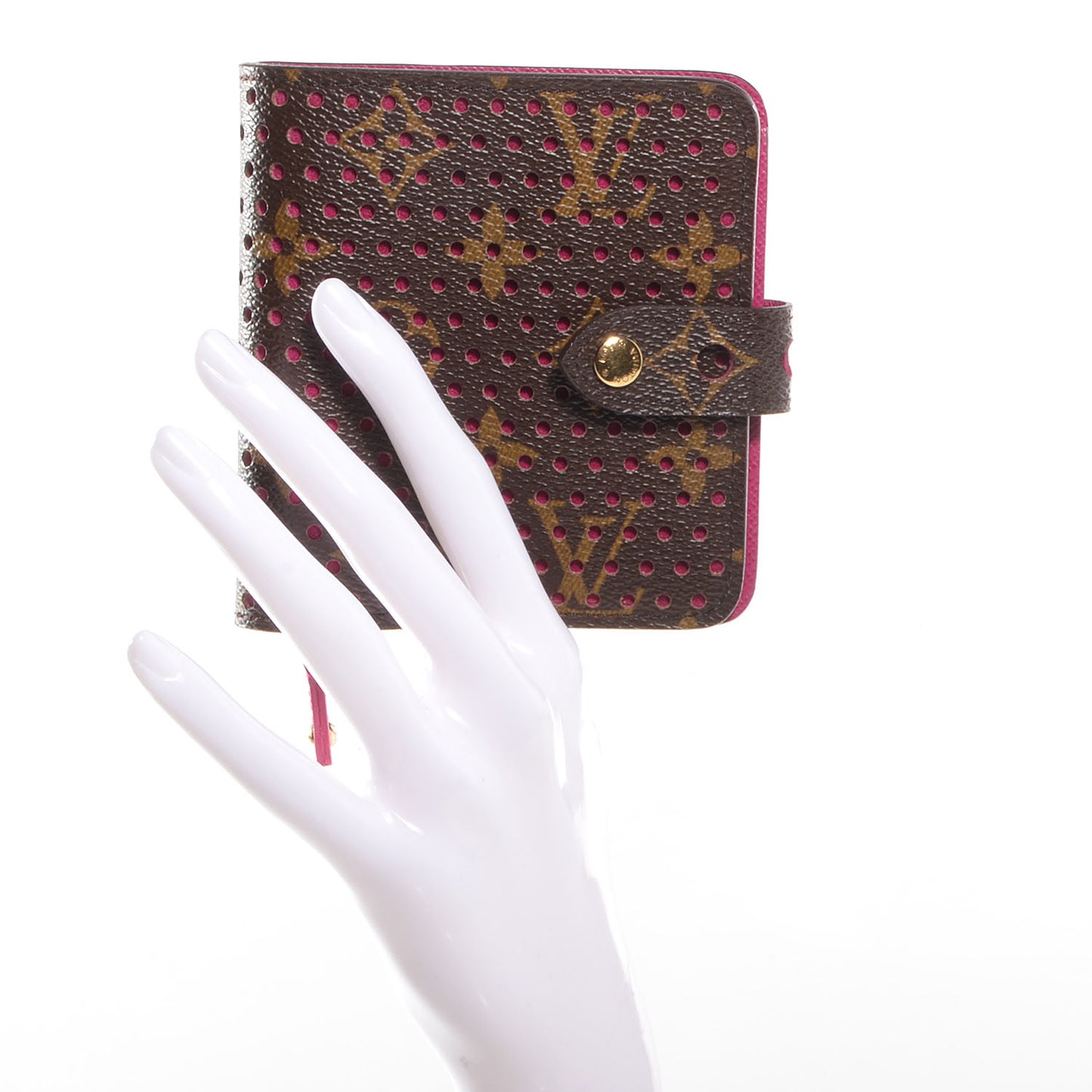 Monogram Perforated Compact Zipped Wallet Fuchsia