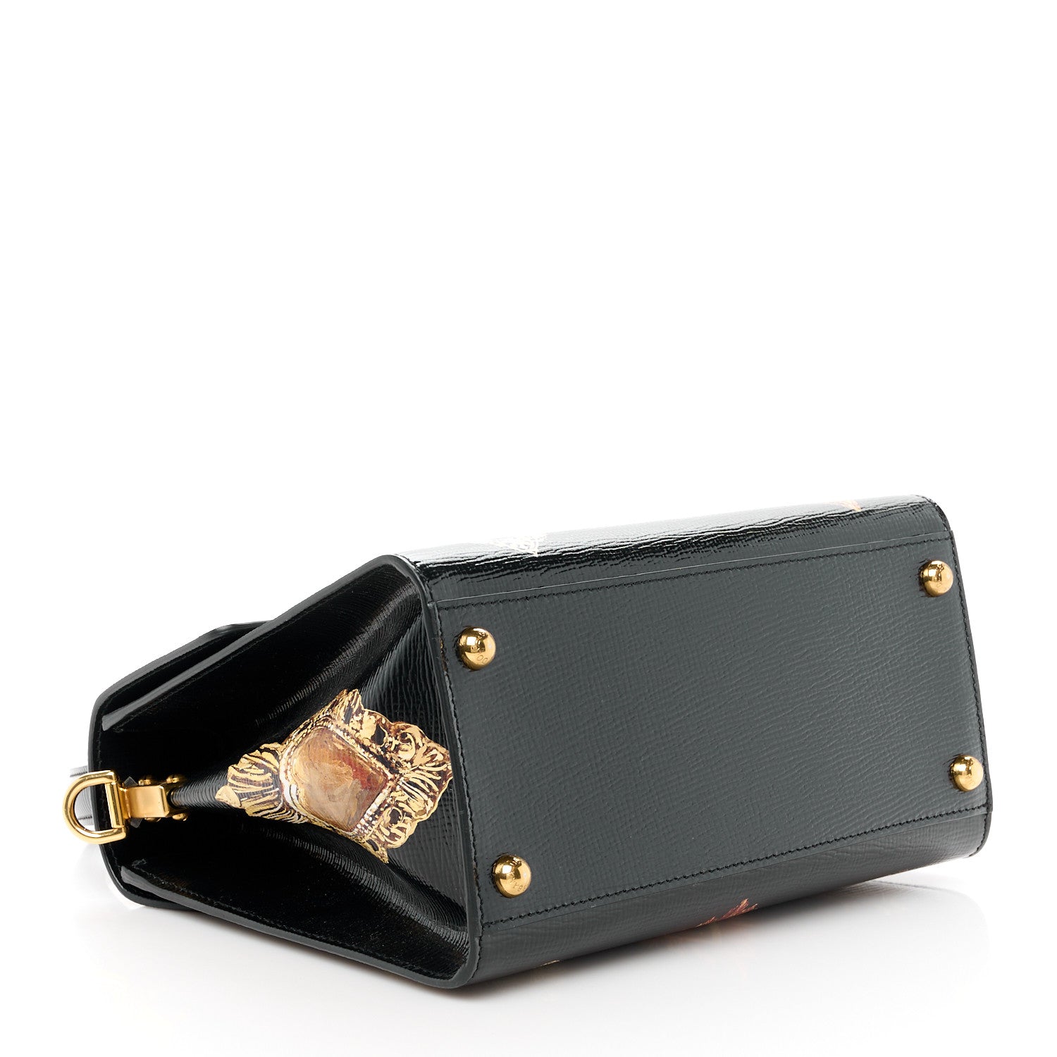 Dolce & Gabbana DOLCE GABBANA Grained Calfskin Heart Printed Welcome Satchel Black Multicolor 4 of 11