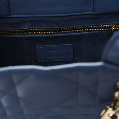 Christian Dior Calfskin Macro Cannage Small Book Tote Denim Blue 6 of 10