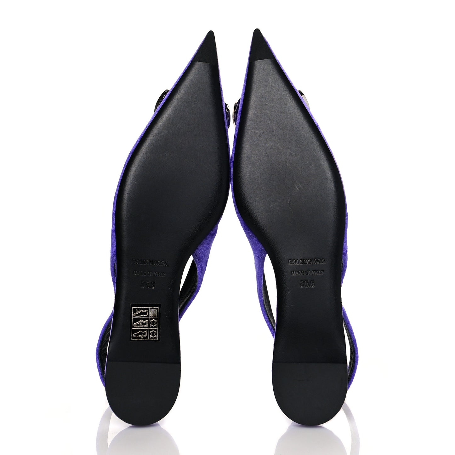 Crushed Velvet Crystal BB Knife Pointy Toe Slingback Flats 36.5 Purple