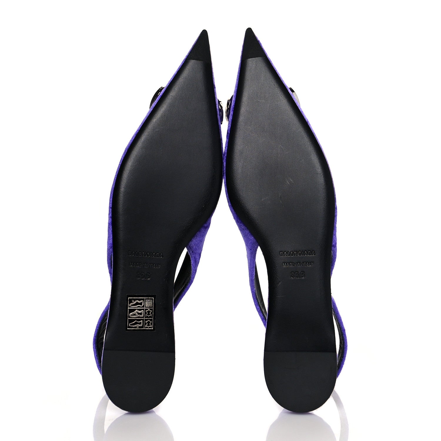 Balenciaga Crushed Velvet Crystal BB Knife Pointy Toe Slingback Flats 36.5 Purple 5 of 8