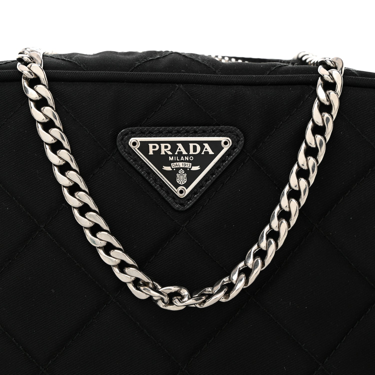 Prada Nylon Tessuto Impuntu Quilted Chain Crossbody Black 9 of 11