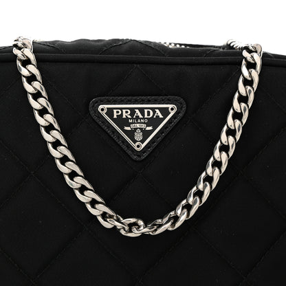 Prada Nylon Tessuto Impuntu Quilted Chain Crossbody Black 9 of 11