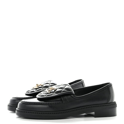Chanel Lambskin Quilted CC Turnlock Loafers 36 Black 3 of 9