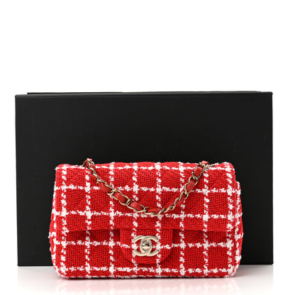 Chanel Tweed Quilted Mini Rectangular Flap White Red 11 of 11