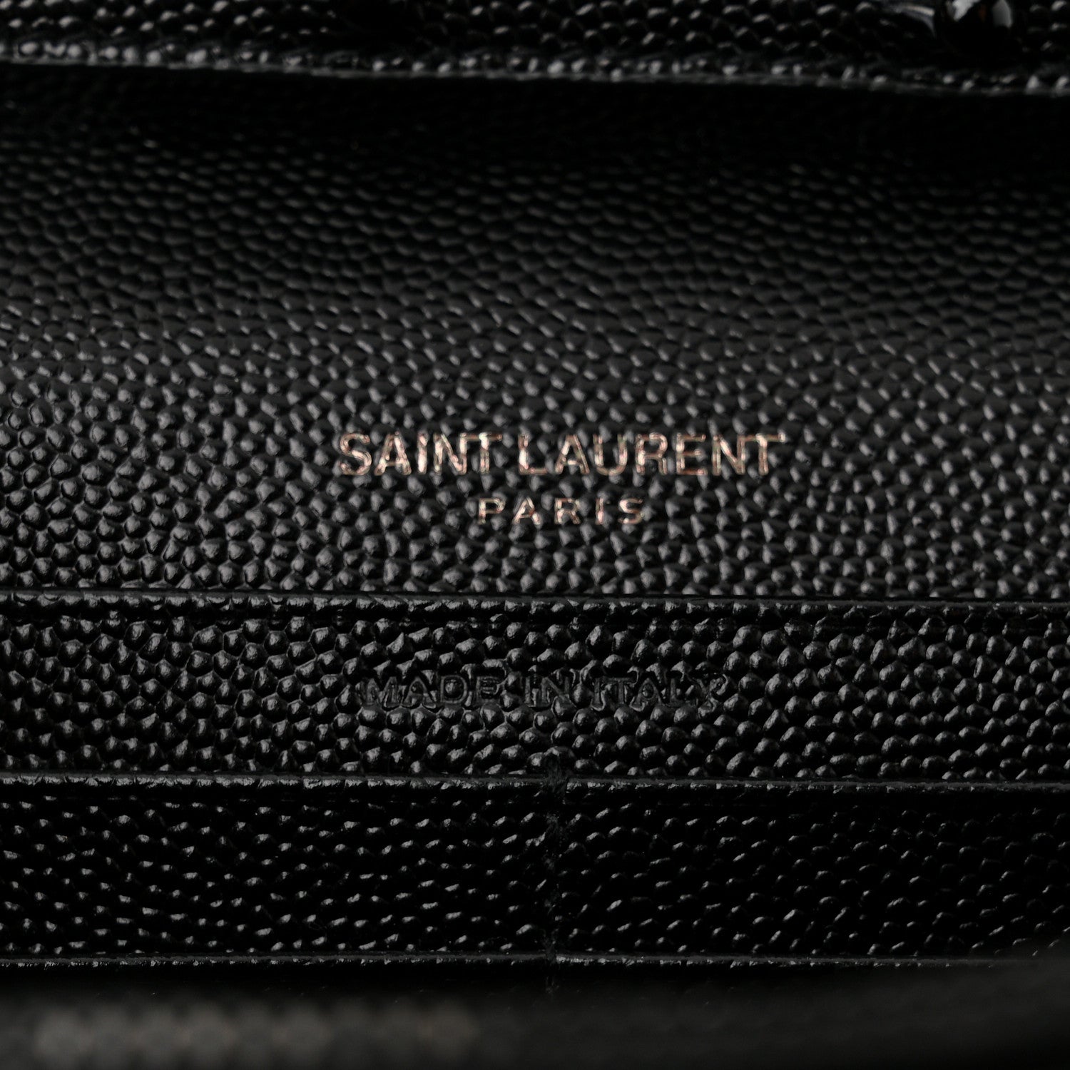 Saint Laurent Grain De Poudre Matelasse Chevron Monogram Monochrome Chain Wallet Black 6 of 12