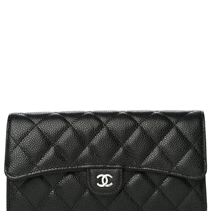 Chanel Caviar Quilted Large Gusset Flap Wallet Black 9 of 12